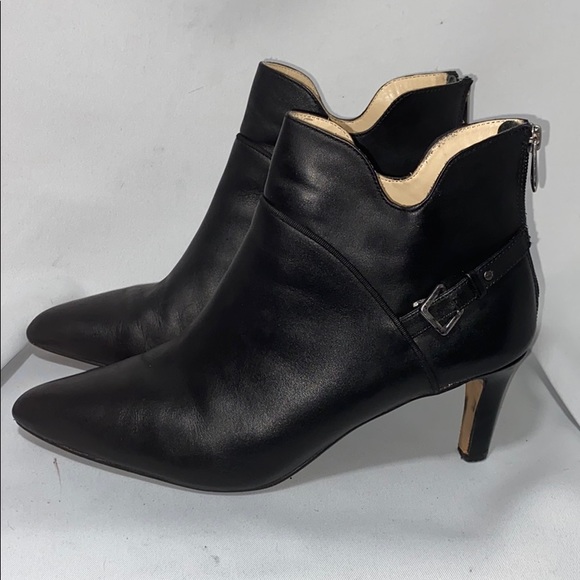 Adrienne Vittadini Black Leather High Heel Booties - Picture 2 of 10